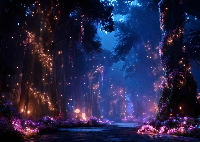 Enchanted Forest at Night