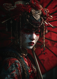Geisha with Red Umbrella