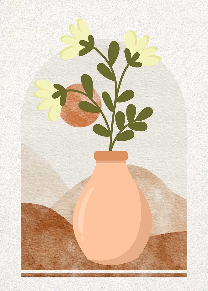 Floral Vase with Abstract Landscape