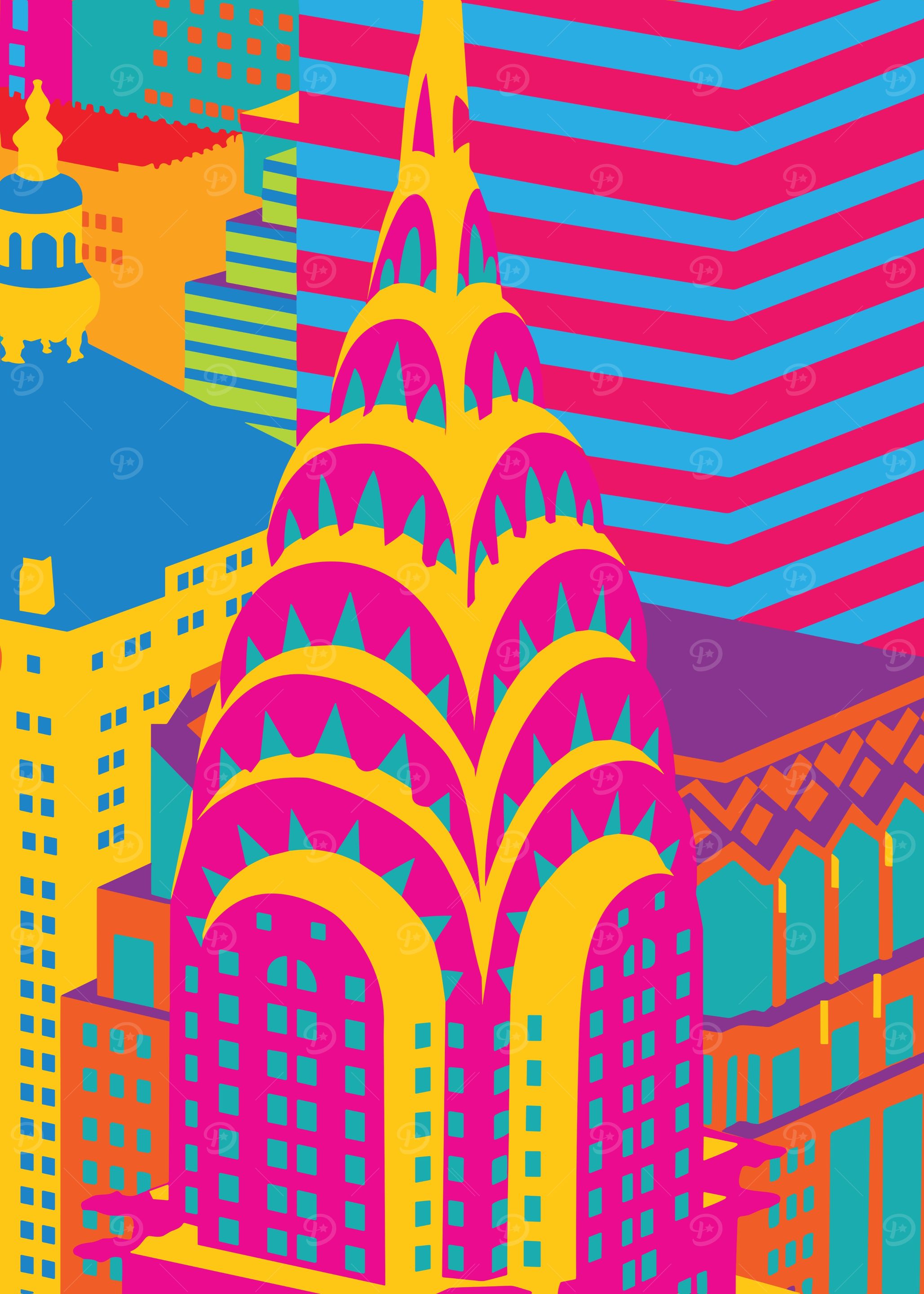 Colorful Chrysler Building Pop Art