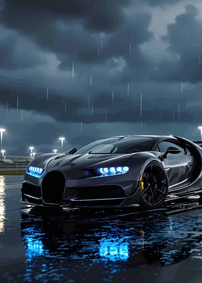 Bugatti Chiron in the Rain