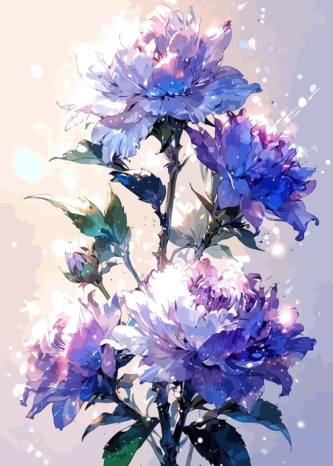 Watercolor Peonies Floral Art