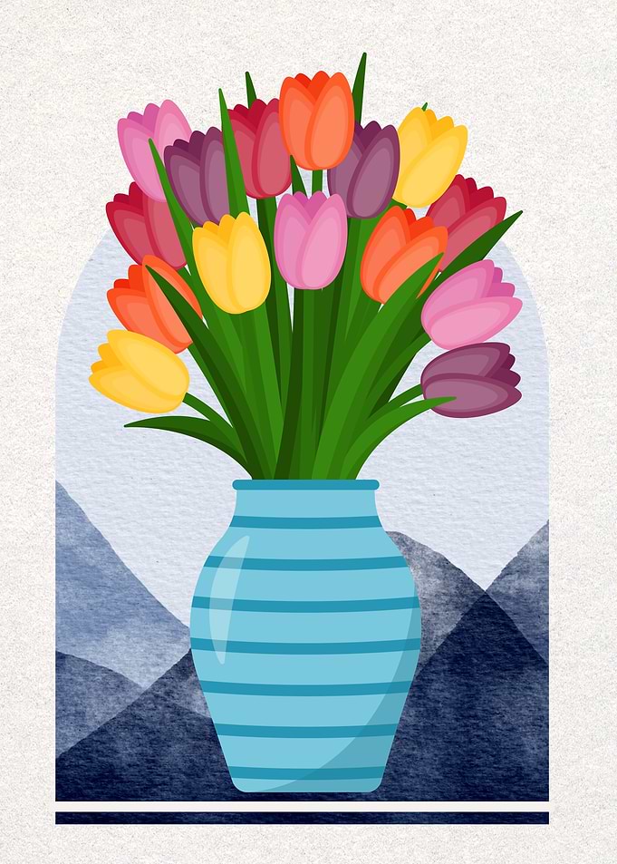 Tulips in Vase Illustration