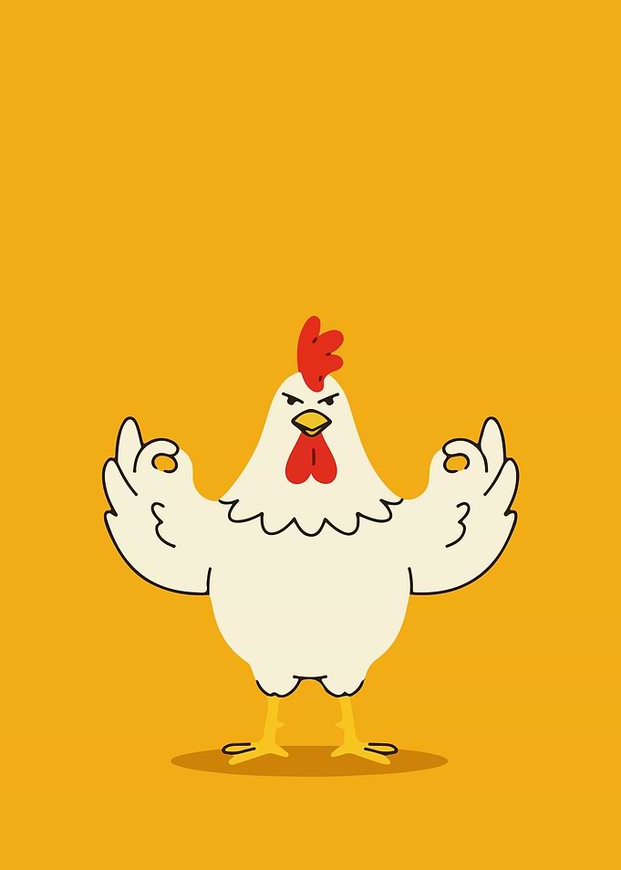 Zen Chicken Cartoon Illustration