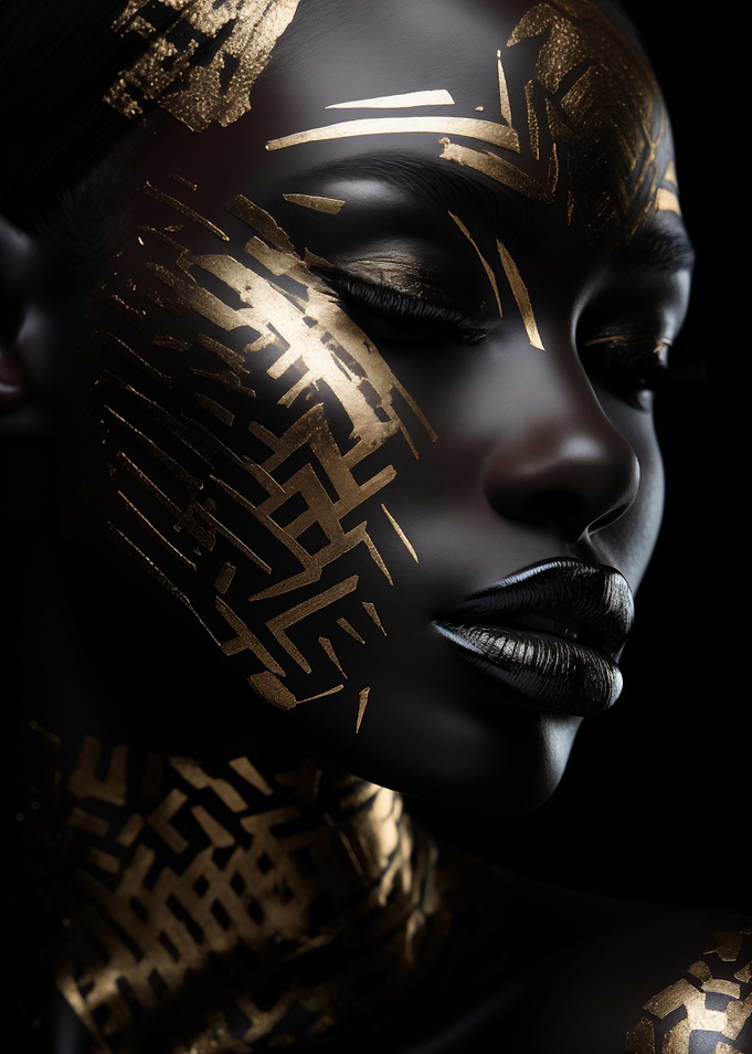 Portrait of woman with luxurious golden pattern