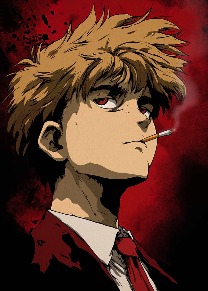 Anime Character Smoking Cigarette Portrait