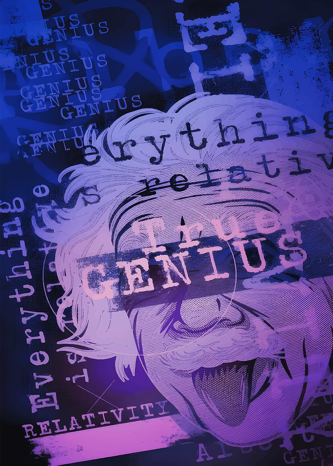 Albert Einstein True Genius Portrait