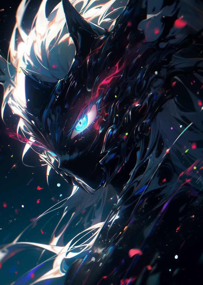 Abstract Dark Wolf with Glowing Eye