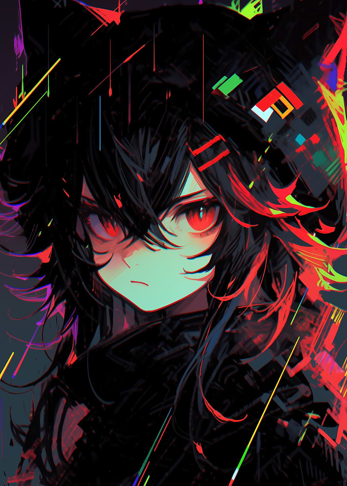 Anime Girl with Red Eyes
