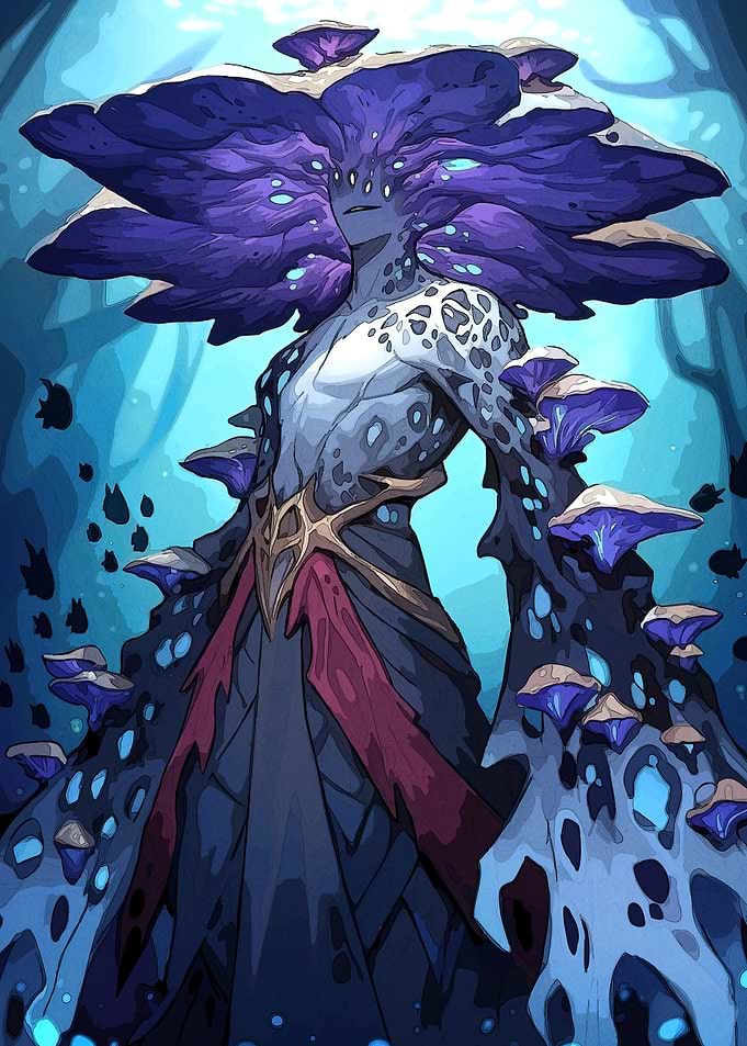 Mushroom humanoid blue forest