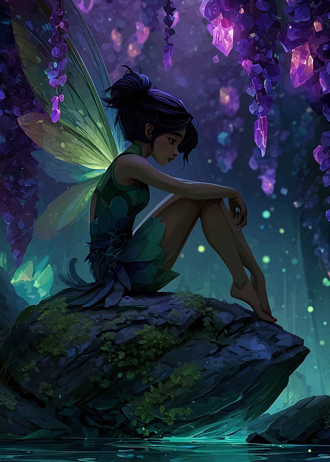 Pensive Fairy on a Rock