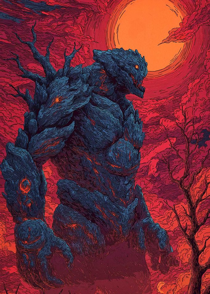 Giant Under Fiery Sky