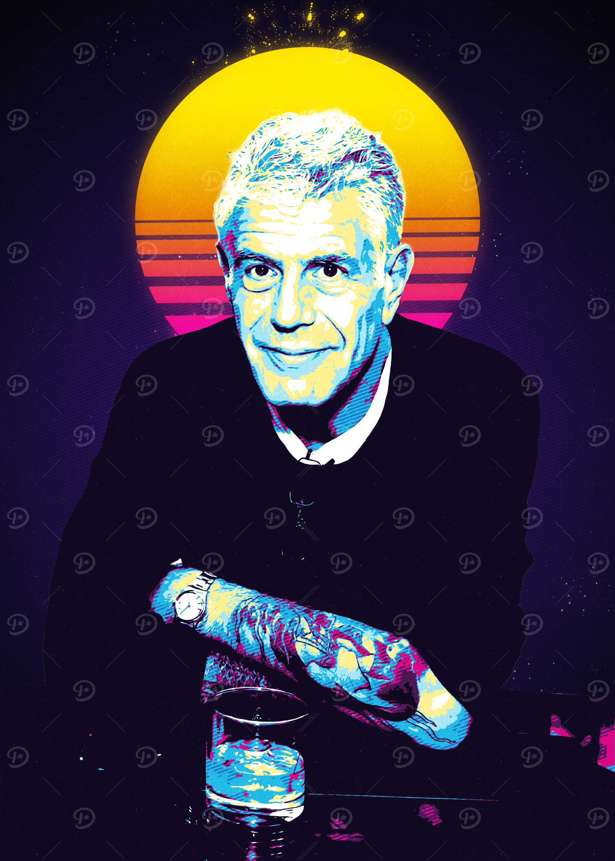 Anthony Bourdain Retro Portrait
