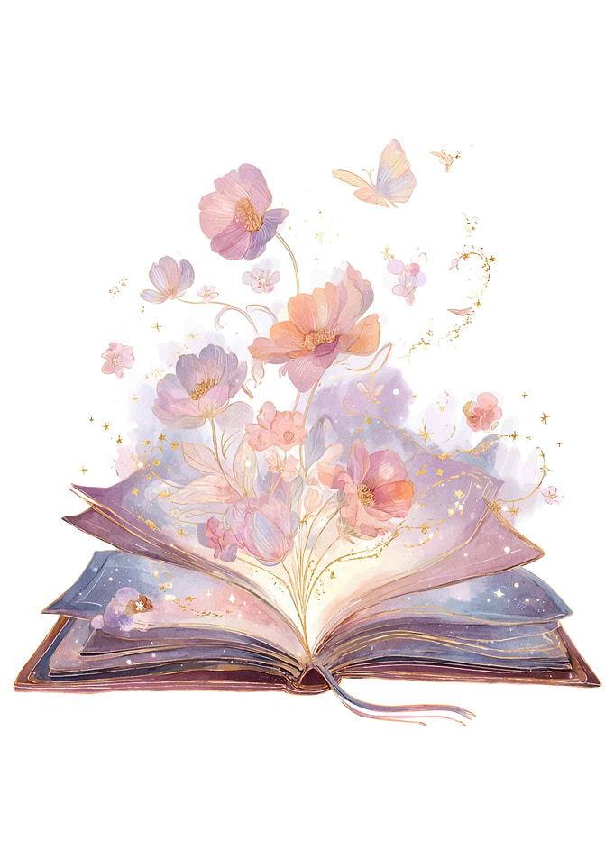Open Book with Floral and Butterfly