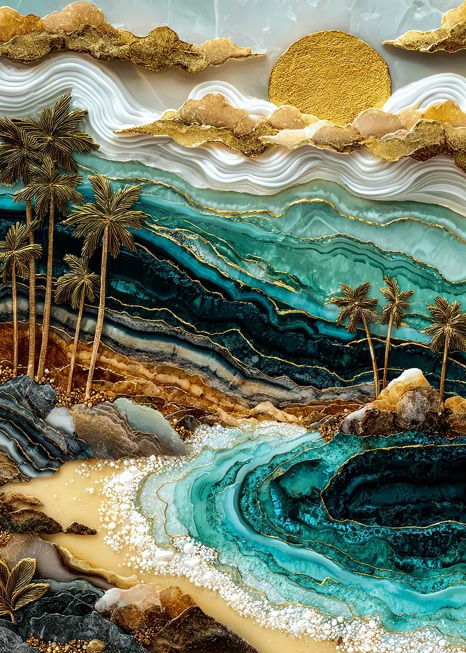Luxurious Tropical Beach Landscape Art