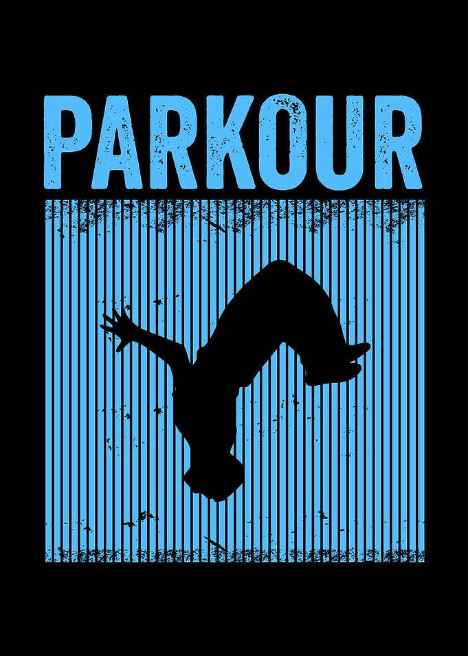 Parkour Silhouette on Striped Background