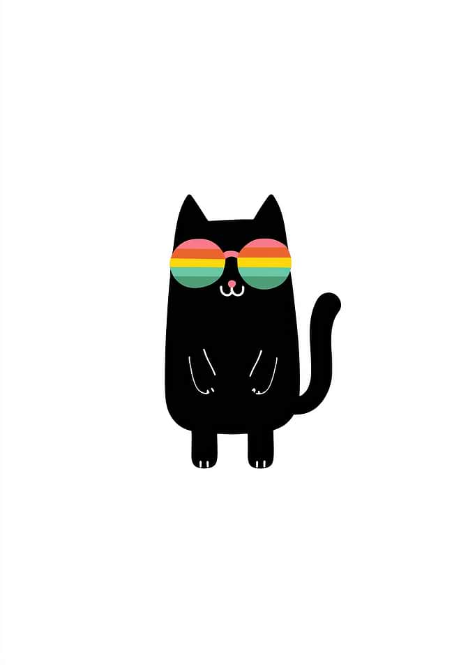 Cool Cat with Rainbow Sunglasses