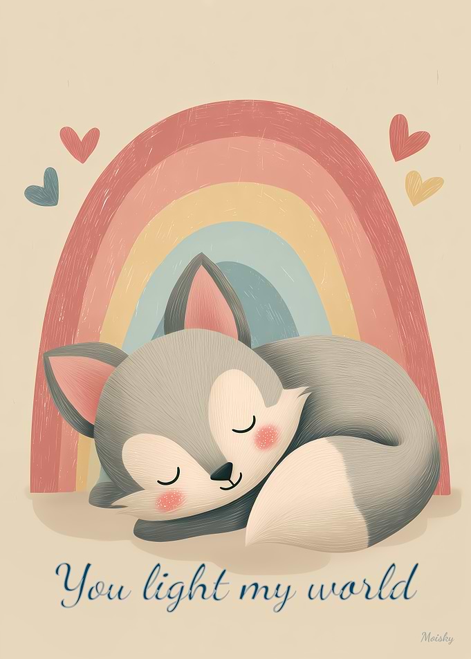 You Light My World – Minimalist Nursery Fox Art