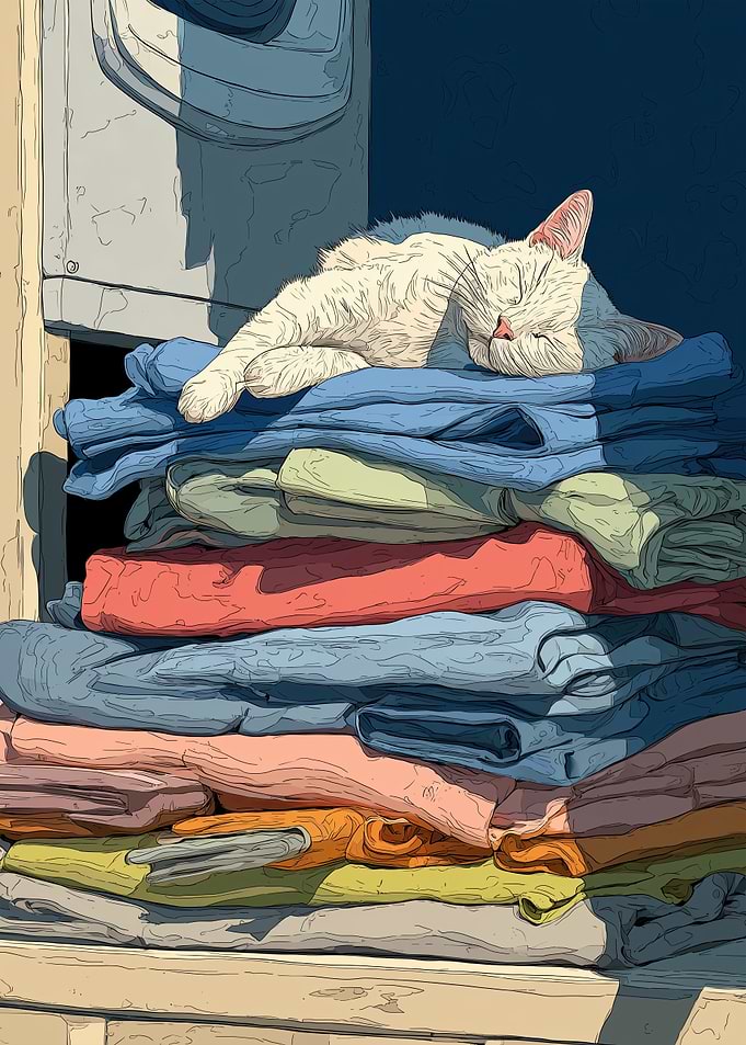 Cat Nap on Laundry Pile
