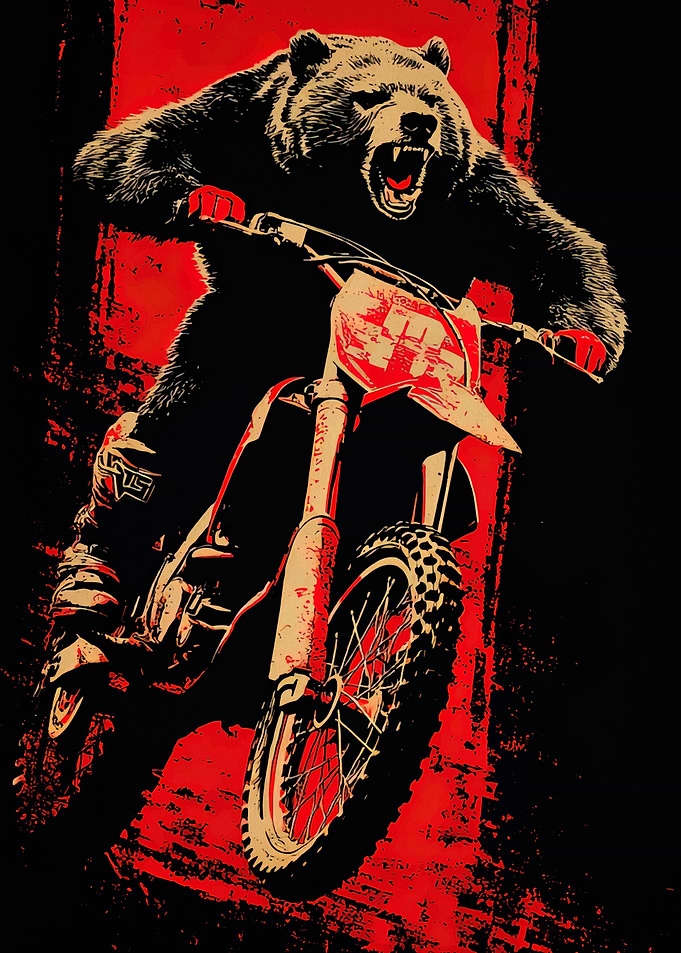 Bear Riding a Motorcycle