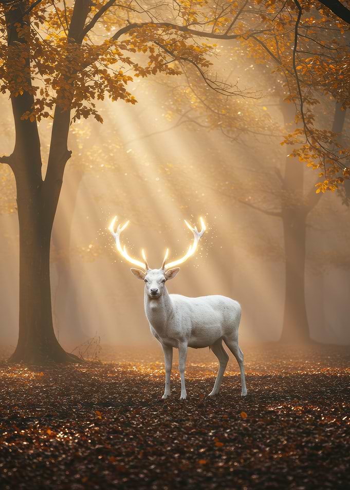 Glowing Deer in Autumn Forest
