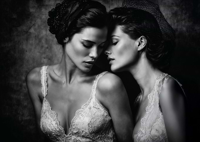 Monochrome Portrait of Two Women