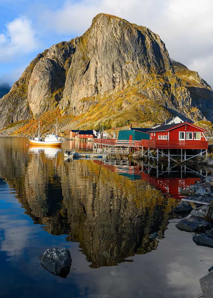 Hamnoy Village, Lofoten Islands, Norway Spring Landscape