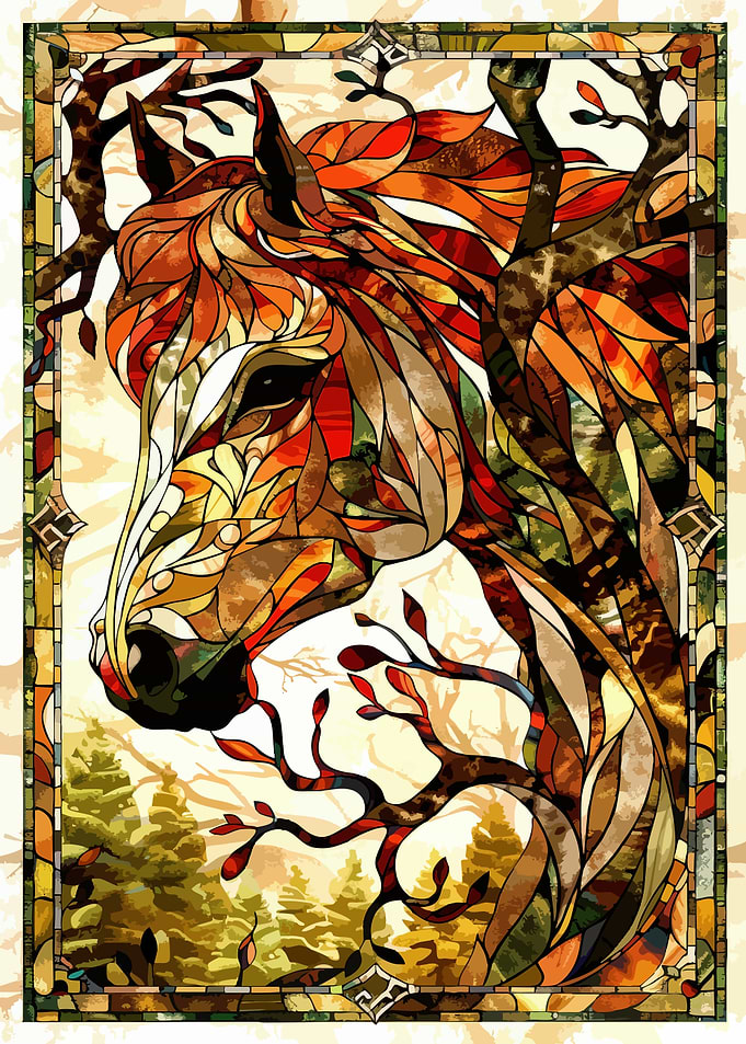 Stained Glass Horse Head Art