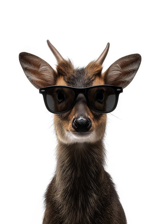 Cool Muntjac with Sunglasses Portrait