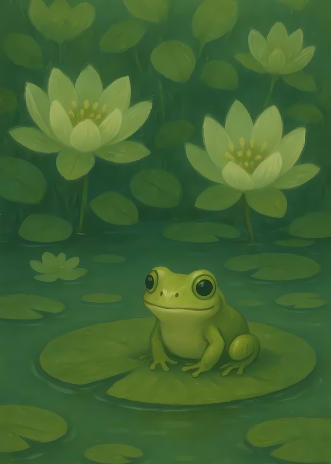 Frog on Lily Pad Illustration
