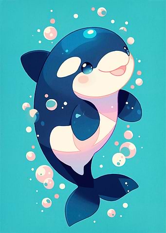Cute Cartoon Orca Bubbles