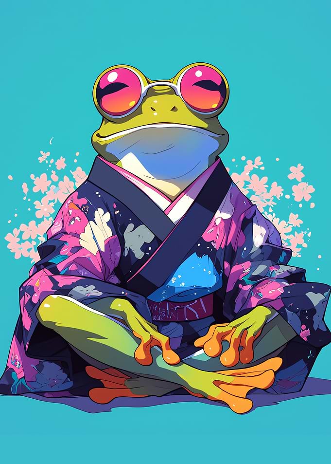 Frog in Kimono with Sunglasses
