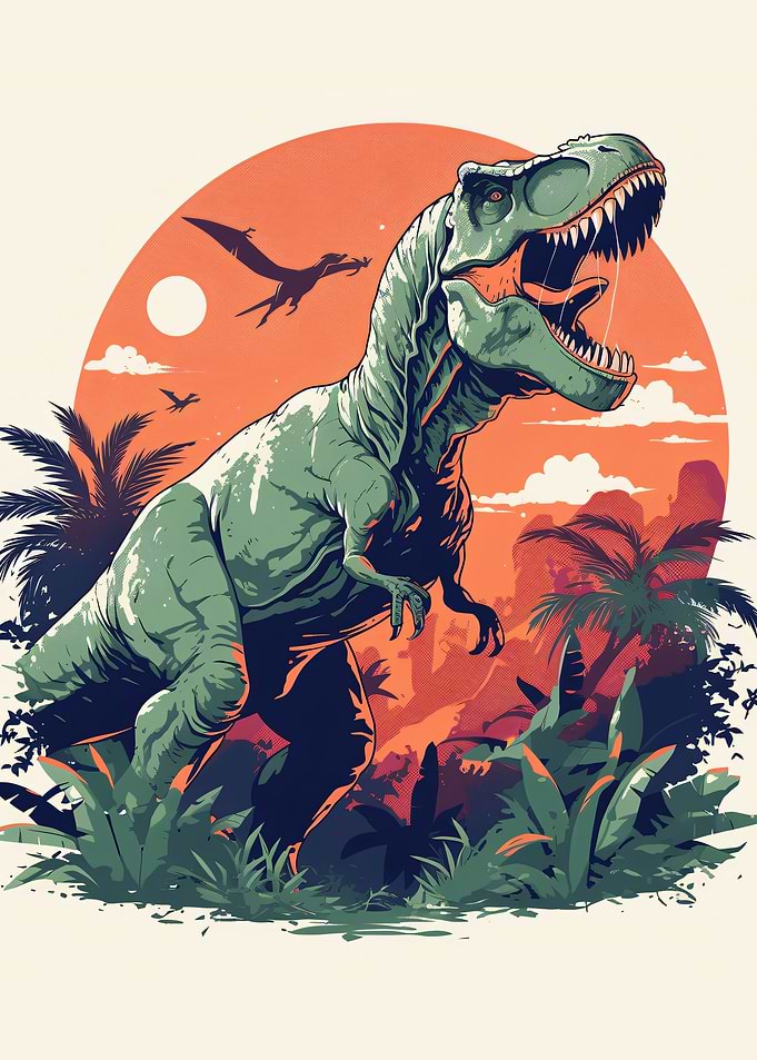 Tyrannosaurus Rex in Prehistoric Landscape