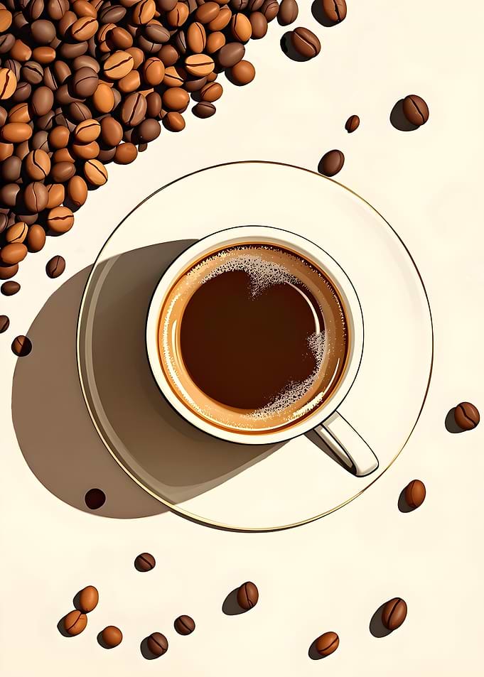 Coffee Cup and Beans