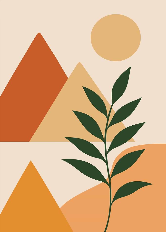 Minimalist Landscape with Plant