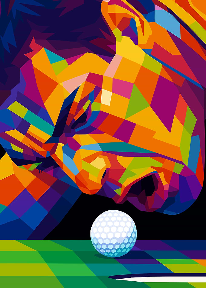 Colorful Golfer with Golf Ball