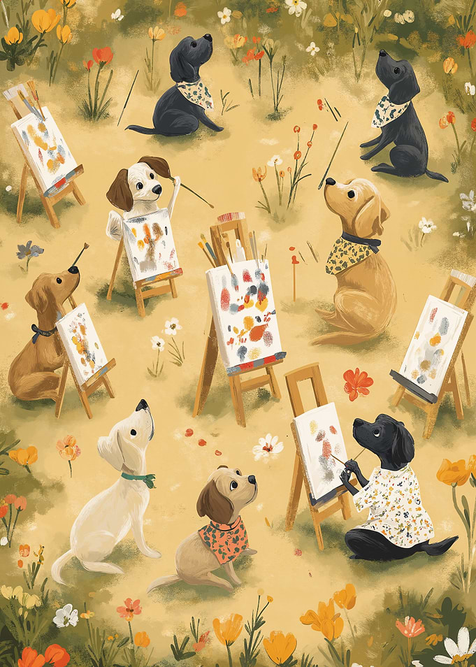 Dogs Artist Garden Cute