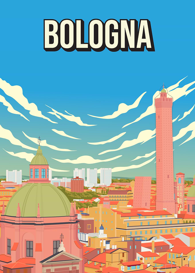 Bologna Italy Vintage Travel Poster