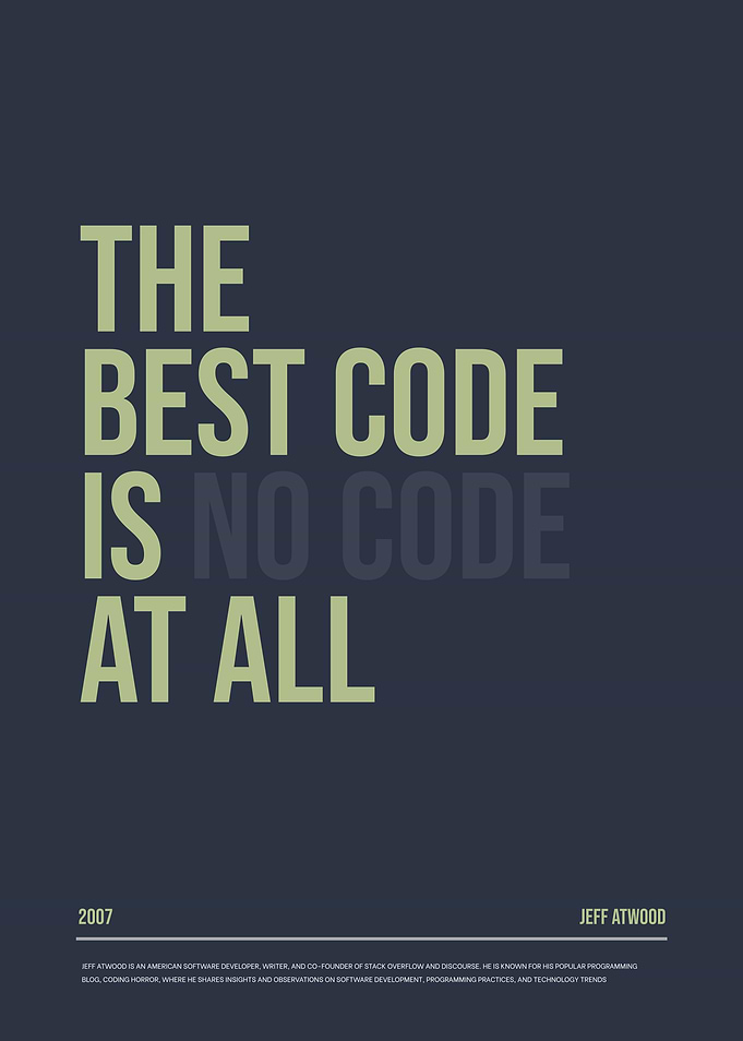 The Best Code is No Code Programming Poster