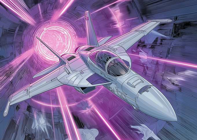 Fighter Jet Through a Portal