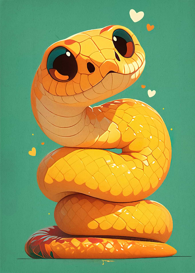 Cartoon Snake Hearts