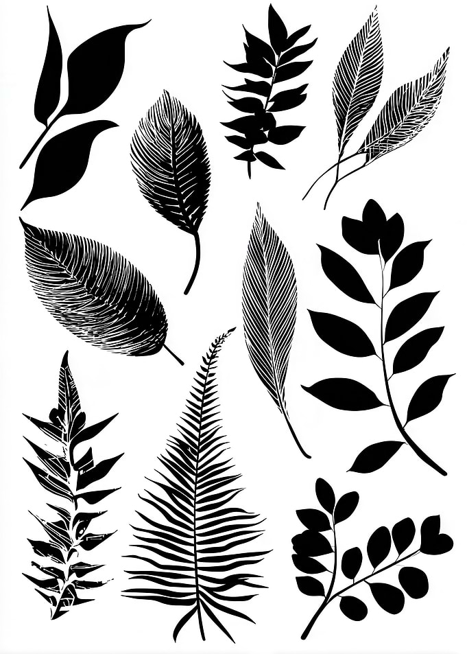 Black and White Leaf Assortment