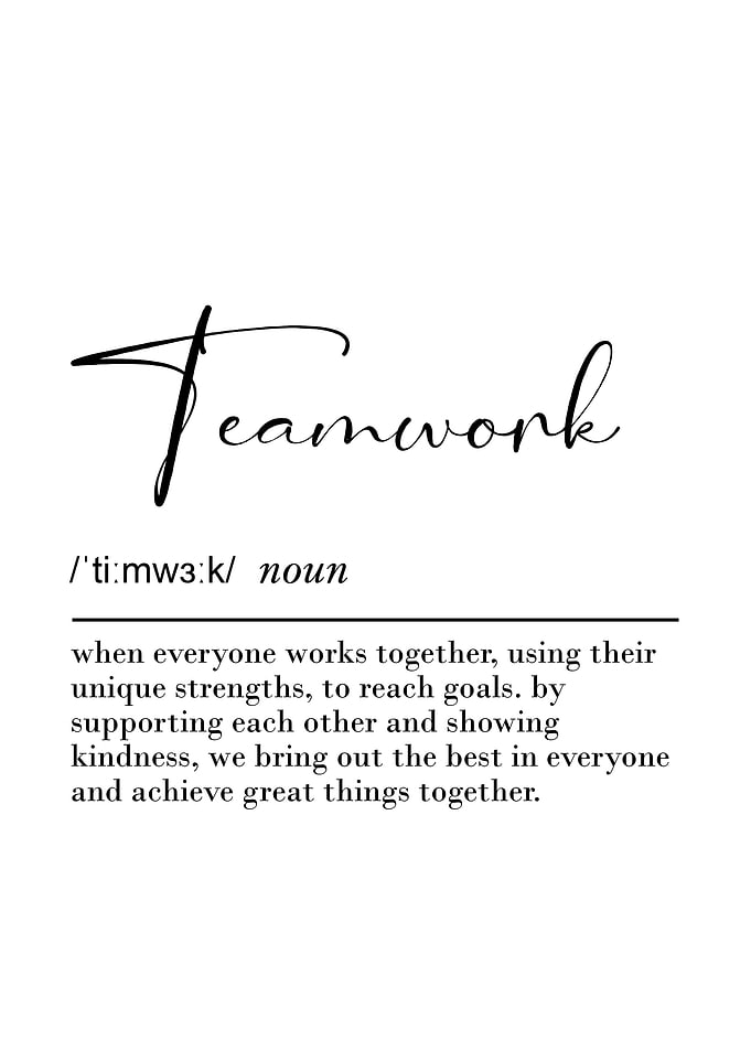 Teamwork Definition Poster Inspirational Wall Art for Office & Classroom