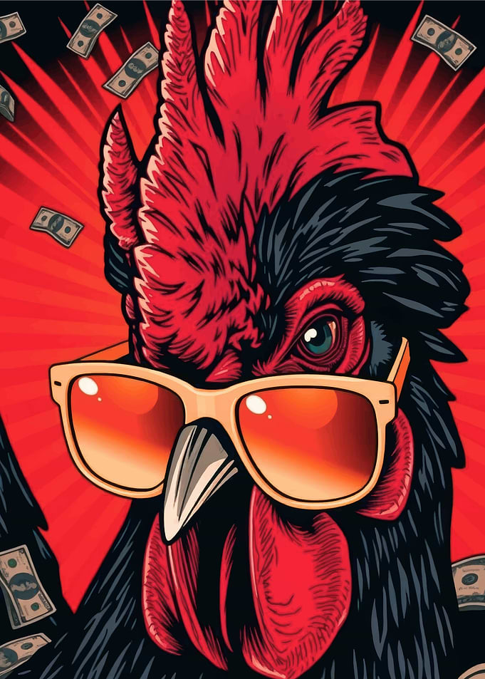 Cool Rooster with Sunglasses and Money
