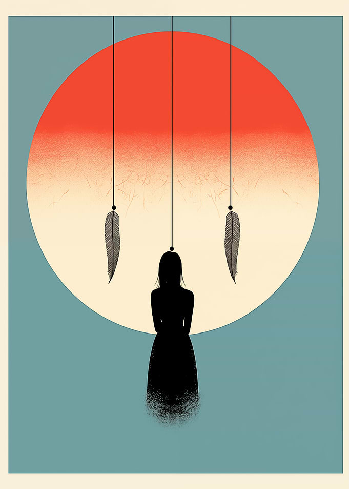 Boho art Feathers Sunset