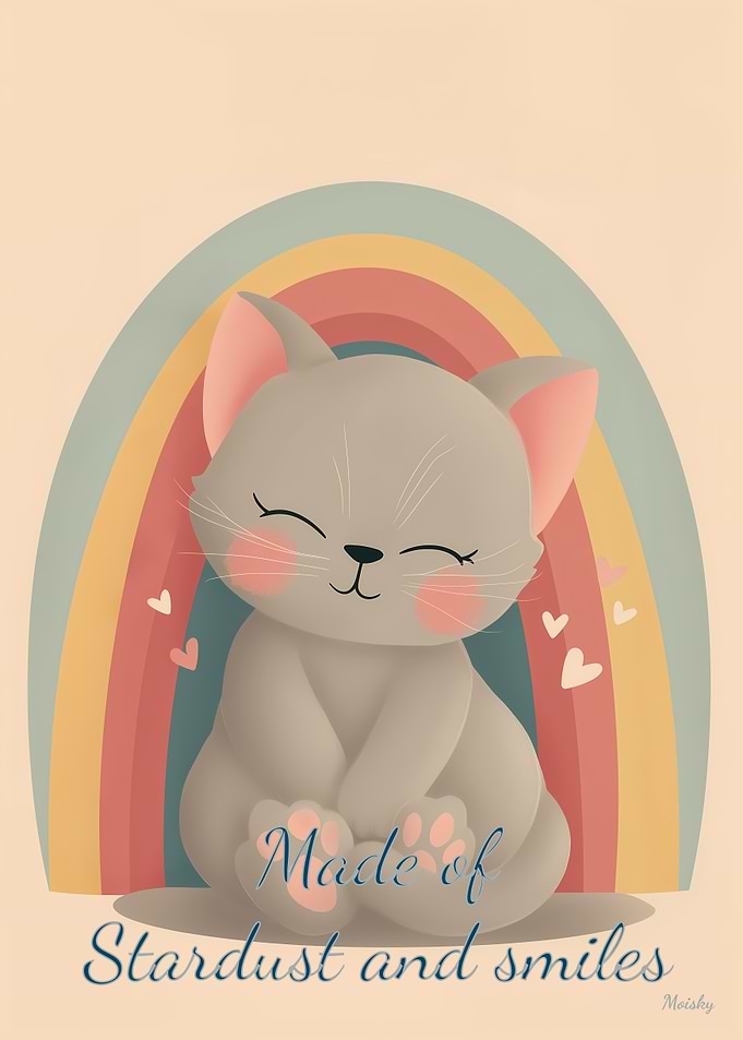 Made of Stardust and Smiles – Minimalist Nursery Kitten Art