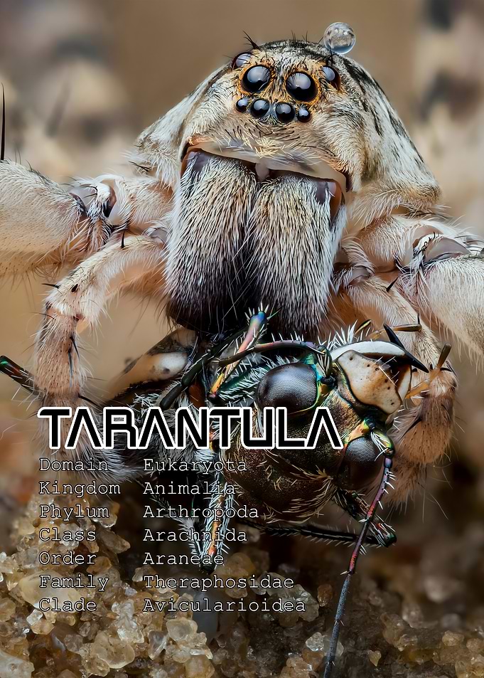 Tarantula Close-Up with Prey