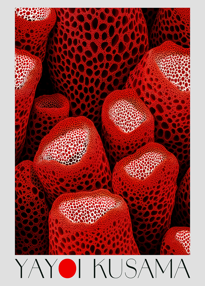Yayoi Kusama Print maximalist Japandi red Coral Japanese Ocean Prints nautical Wall Art pink botanical living room Dopamine Decor