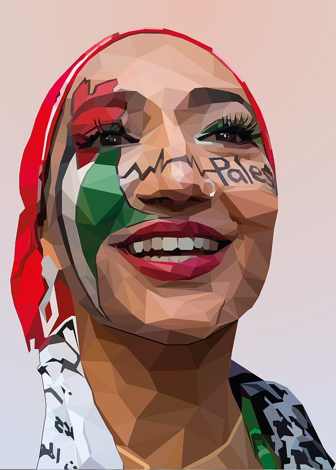 Woman with Palestinian Flag Face Paint