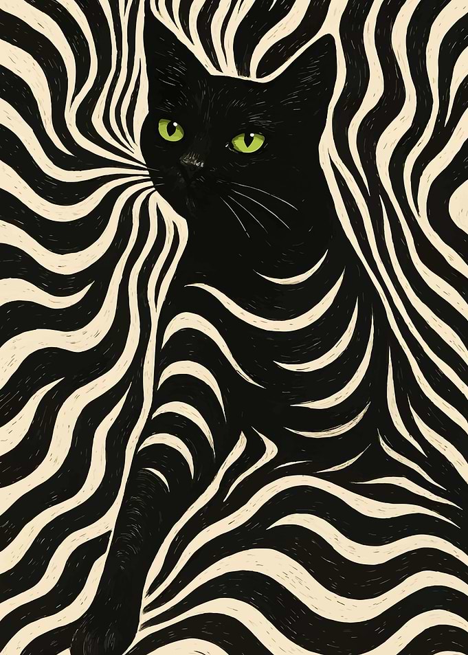 Black Cat Optical Illusion Art